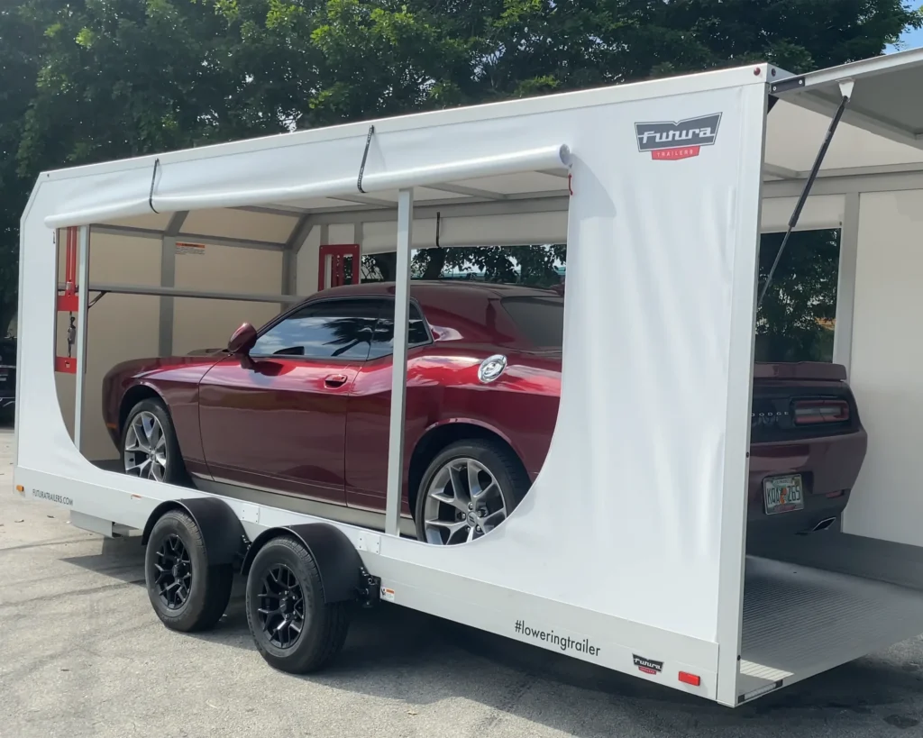 dodge charger on enclosed trailer