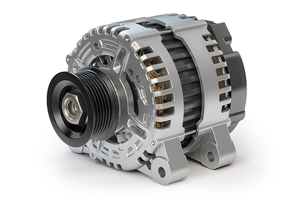 New car alternator isolated on white background