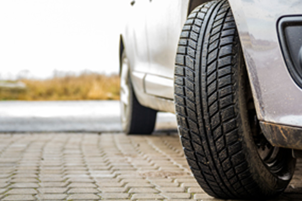 Close-up of a car wheel turning