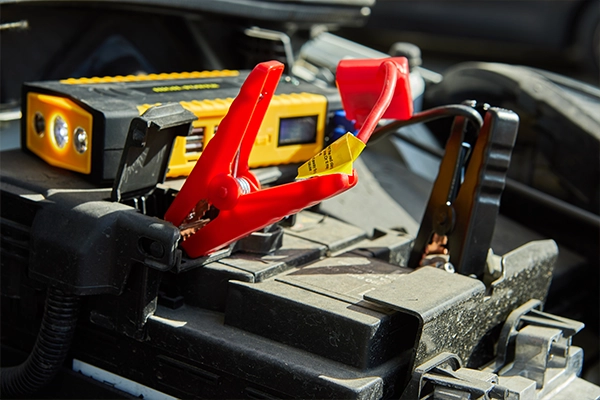 Car battery being charged